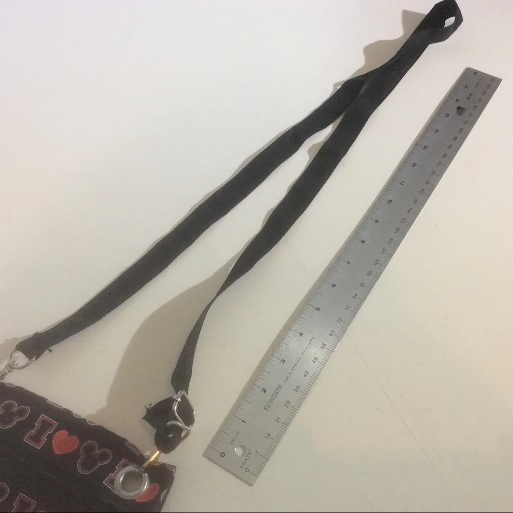 Disney Mickey Mouse Ears Bag Black Red Crossbody Purse Adjustable Strap Zip
